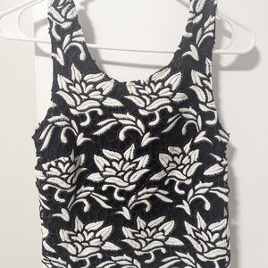 Bar III Black and White Floral Tank Top